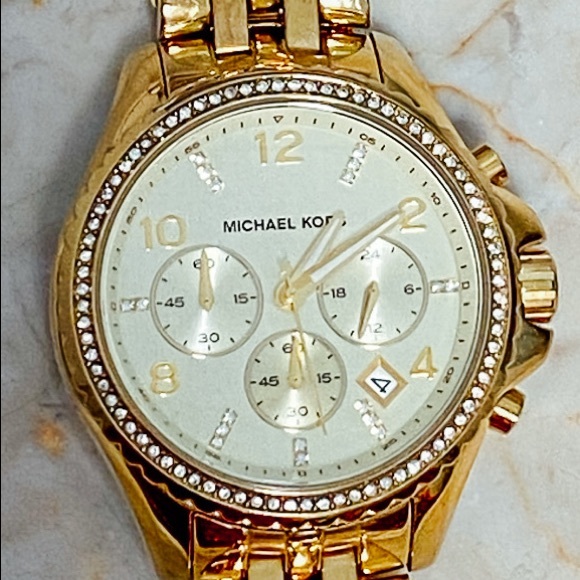 Michael Kors Gold Watch with Crystal Topring and Accents - Picture 4 of 9